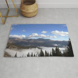Watercolor Landscape, Trail Ridge Road 02, RMNP, Colorado Rug | Trail, Mountain, Road, Clouds, Estes, Valley, Landscape, Digital, Carlson, Painting 