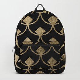 Modern black faux gold scallop triangles geometrical Backpack
