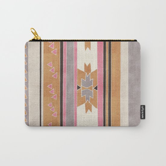Rustic Tribal Pattern in Raw Sienna, Strawberry and Ash Carry-All Pouch
