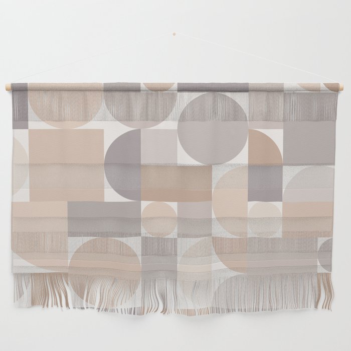 Retro Geometric Abstract Art Taupe 1 Wall Hanging