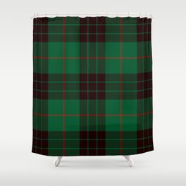 Dark Green Tartan with Black and Red Stripes Shower Curtain