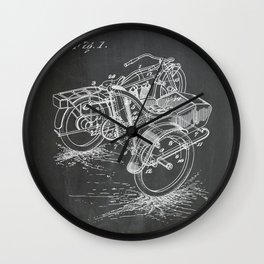 1918 C. J. Gustafson Motorcycle with Side Car Black Patent Version Wall Clock | Classicmotorcycle, Motorcycle, Sidecarpatent, Motorcyclepatent, Transportation, Blackpatent, Gustafson, Patent, Curated, 1918Patent 