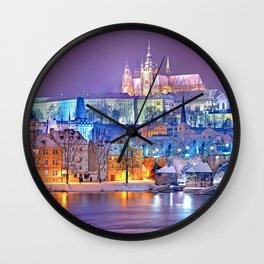 Colorful Prague Landscape Wall Clock