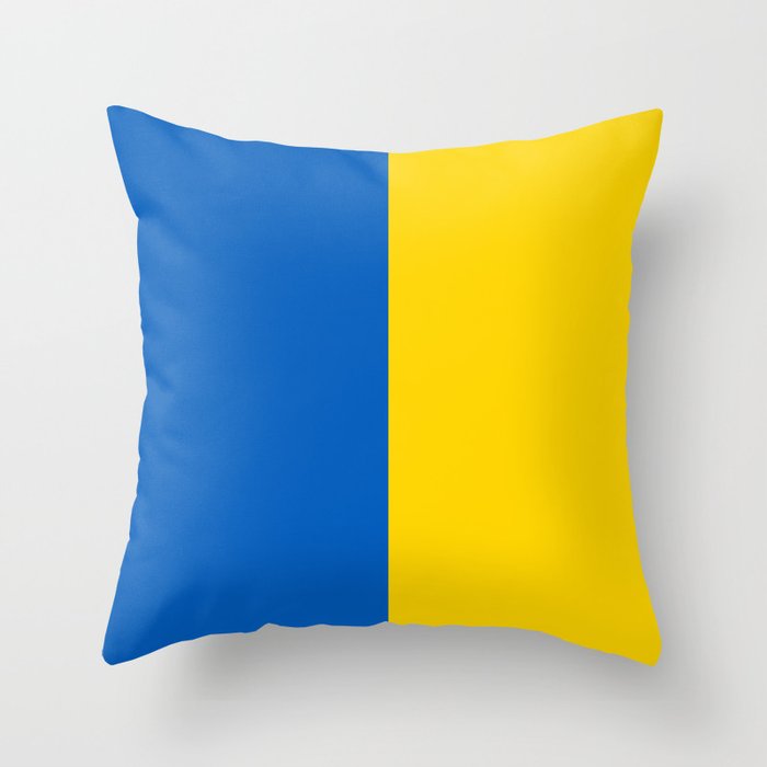 Sapphire and Yellow Solid Shapes Ukraine Flag Colors 100 Percent Commission Donated To IRC Read Bio Throw Pillow