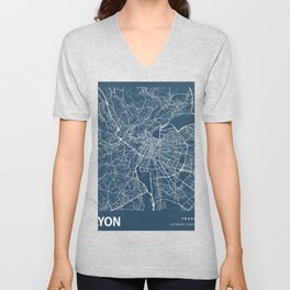 Lyon city cartography V Neck T Shirt