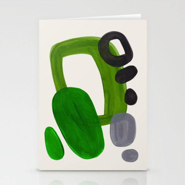 Minimalist Modern Mid Century Colorful Abstract Shapes Olive Green