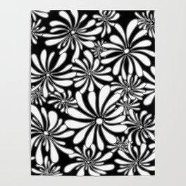 Swirly Flower Black and White Graphic Design Foral Art by Megan Duncanson MADART Poster