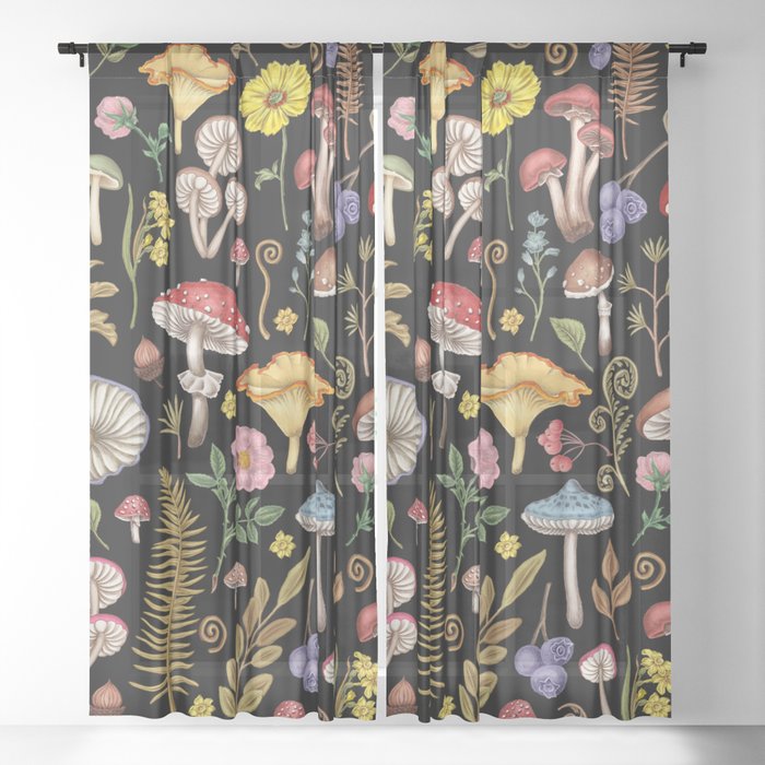 Botanical Mushroom #10 Sheer Curtain