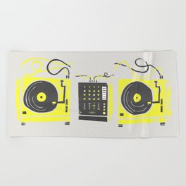 DJ Vinyl Decks And Mixer Beach Towel