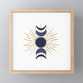 Sun & Moon - Blue & Gold Framed Mini Art Print