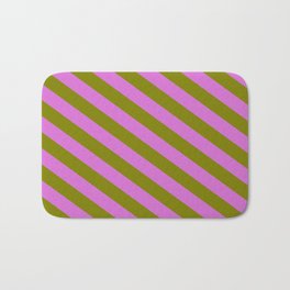 [ Thumbnail: Orchid and Green Colored Stripes/Lines Pattern Bath Mat ]