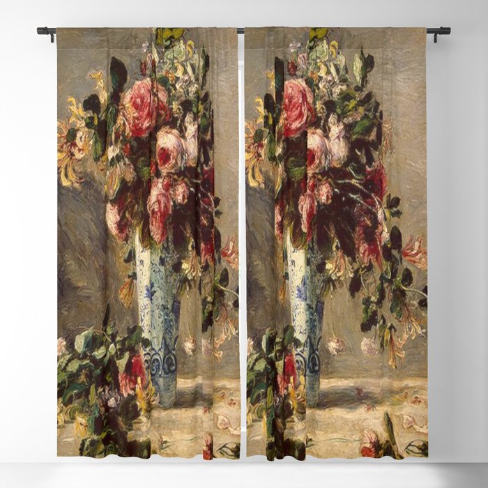 Pierre-Auguste Renoir's Roses and Jasmine in a Delft Vase Blackout Curtain