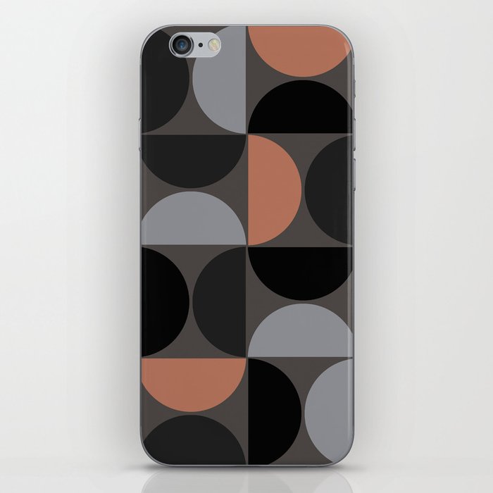 Mid century geometric pattern on grey background 4 iPhone Skin
