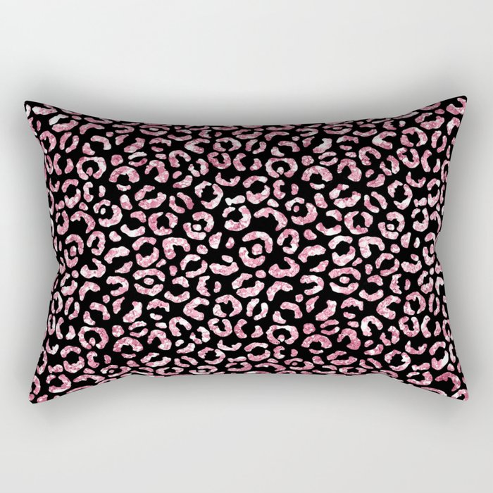 Girly Pink Leopard Pattern Rectangular Pillow