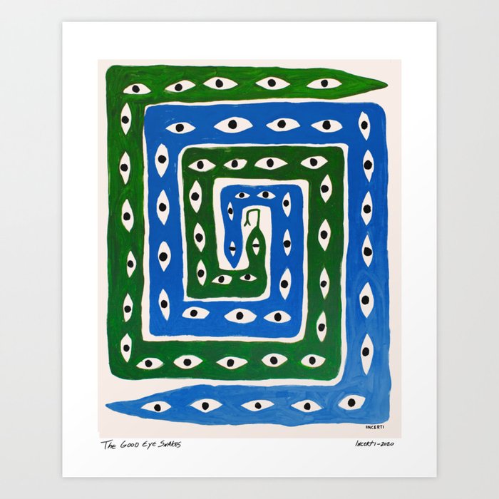 The Good Eye Snake Green/Blue Art Print