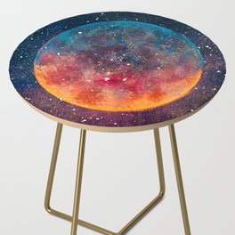 Fantastic oil painting beautiful big planet moon among stars in universe. Fantasy concept cosmos fine art paintingartwork illustration Side Table