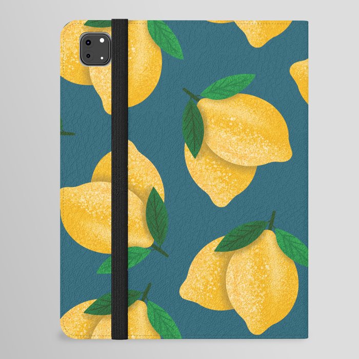Lemon Pattern Blue Green iPad Folio Case
