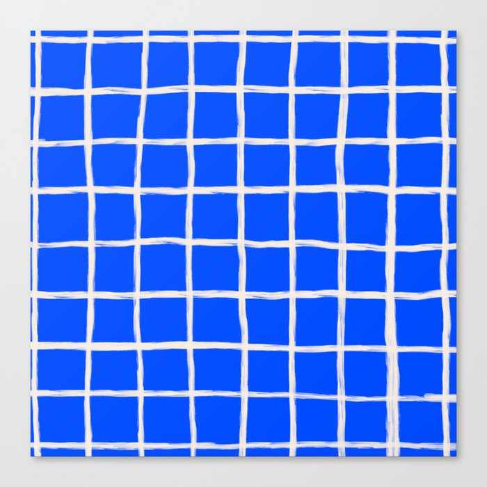 Cobalt Blue Checker Grid Canvas Print
