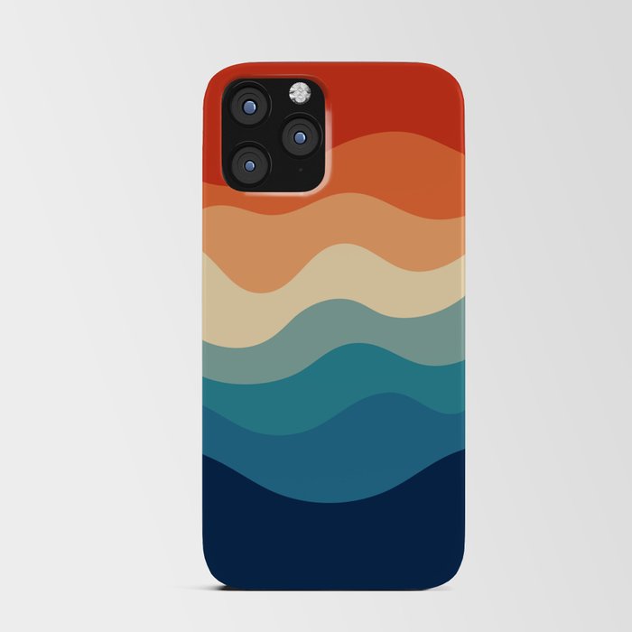 Retro 70s and 80s Mid-Century Minimalist Ocean Waves Pattern iPhone Card Case