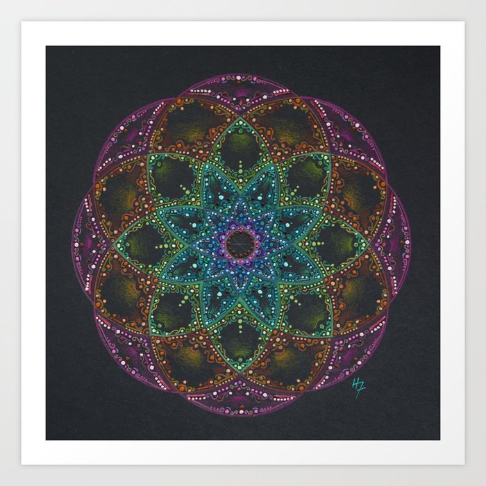 Bright colorful Mandala Art Print