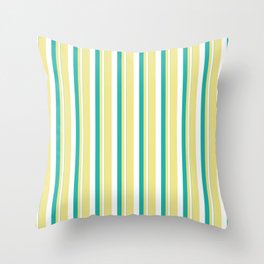 [ Thumbnail: Light Sea Green, White, and Tan Colored Stripes/Lines Pattern Throw Pillow ]