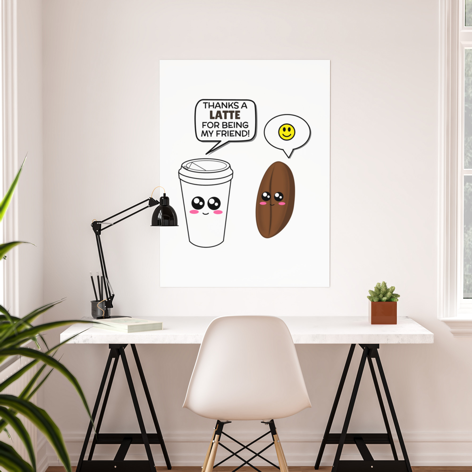 Thanks A Latte For Being My Friend Funny Coffee Pun Poster by DogBoo |  Society6