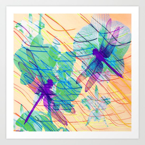 Colorful Dragonflies Art Print
