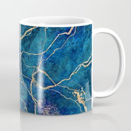 Marble Blue Gold Gem Stone Art Mug