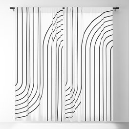 Minimal Line Curvature I Black and White Mid Century Modern Arch Abstract Blackout Curtain