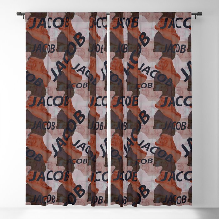 Jacob pattern in brown colors and watercolor texture Blackout Curtain
