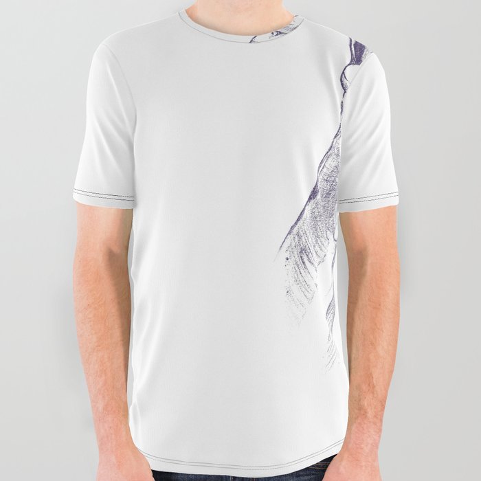 Fortune-telling (Uranau/占う) Japanese kanji with hands pencil drawing All Over Graphic Tee