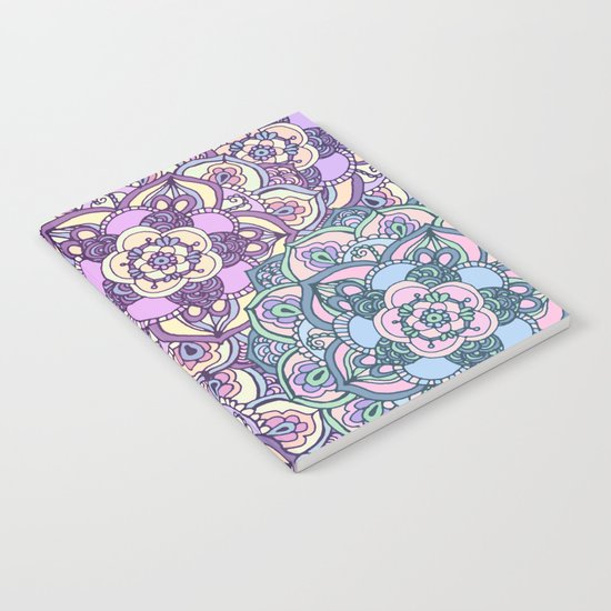 Aqua, Pink and Purple Doodled Pattern Notebook