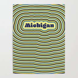 University of Michigan Retro Stripe Poster