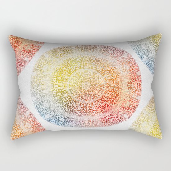 Pastel Rainbow Mandala Rectangular Pillow