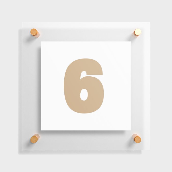 6 (Tan & White Number) Floating Acrylic Print