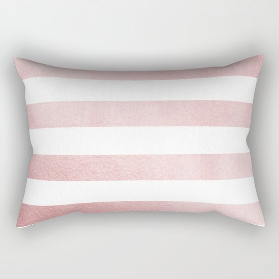 Simply Stripes in Rose Gold Sunset Rectangular Pillow