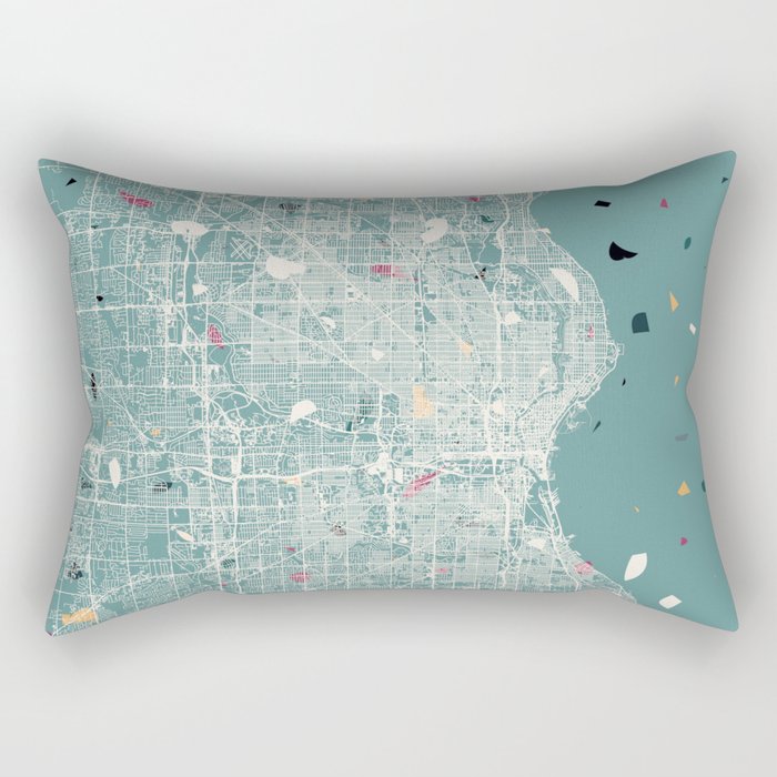 Milwaukee City Map - Terrazzo Rectangular Pillow