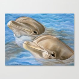 Dolphins in Pastel Canvas Print