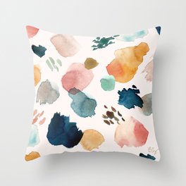 WILD WHIMS Abstract Watercolor Brush Strokes Throw Pillow