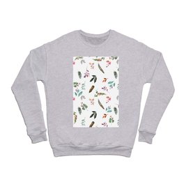 Watercolor pink teal brown bohemian feathers floral Crewneck Sweatshirt