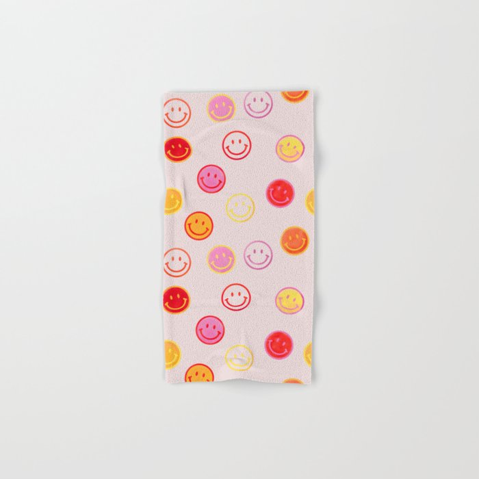 Smiling Faces Pattern Hand & Bath Towel