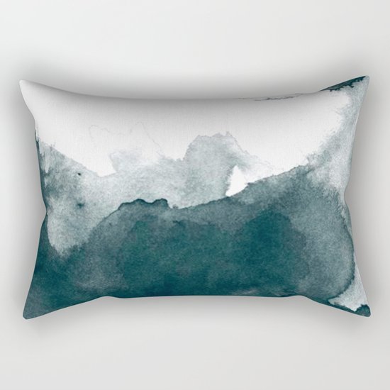Dark Green Watercolor Marble Rectangular Pillow