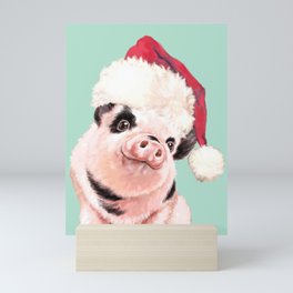 Cutie Christmas Baby Pig Mini Art Print