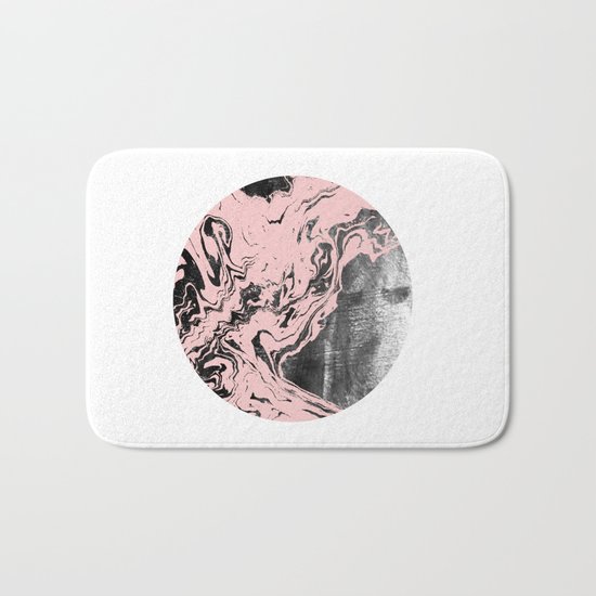 Kennett - abstract marble pink pastel painting boho urban city bklyn black and white modern minimal Bath Mat