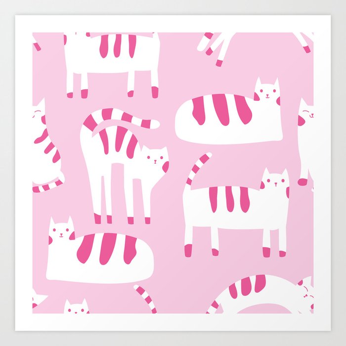 Pink Cats Mom Art Print