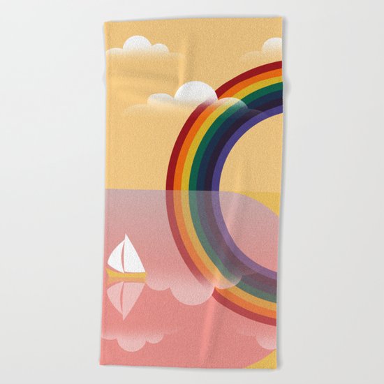Rainbow by the Sea Beach Towel
