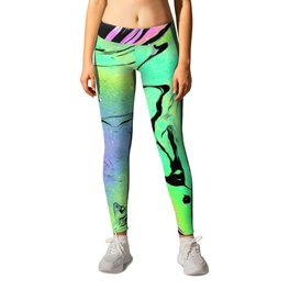 Predicament Iridescent Space Vaporwave Marble Abstract Leggings