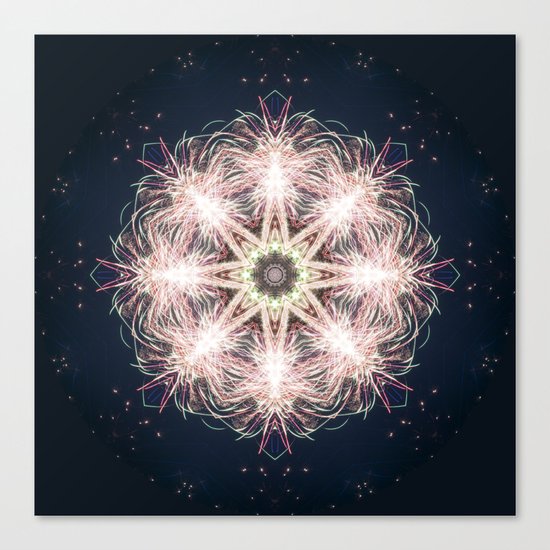 New year colorful sparkly fireworks mandala Canvas Print
