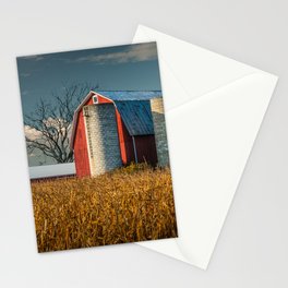 Red Barn and Cornfield in West Michigan on a Sunny Day Stationery Card