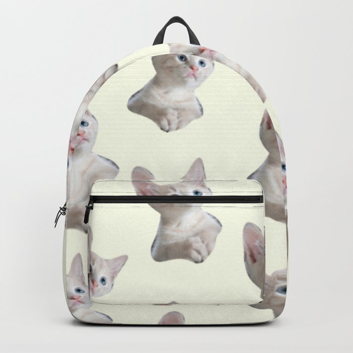 cute girly chic beige white cat pattern Backpack